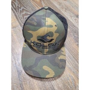Koloa Surf Company Mens Camo Trucker Hat Black Mesh Snapback Cap Camouflage